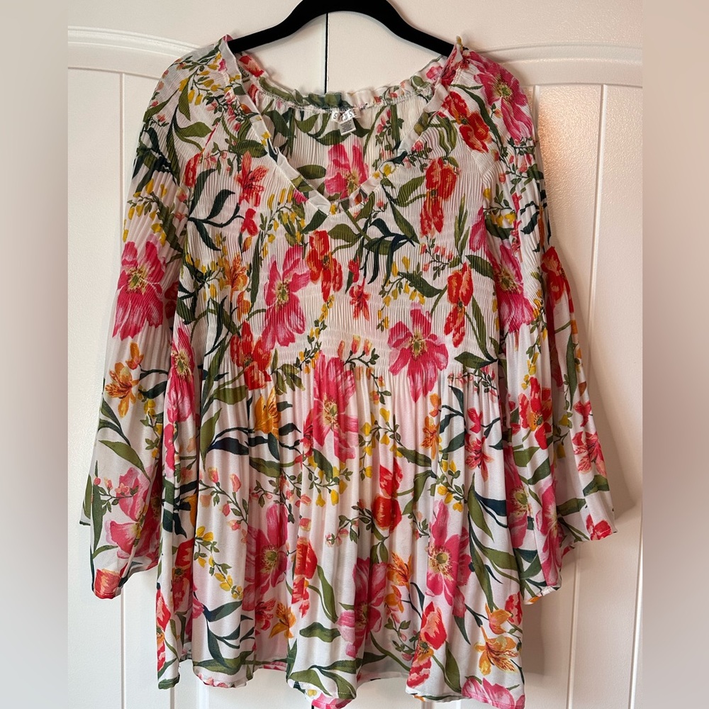 Spense Brand: Pink & Green Tropical Summer Top